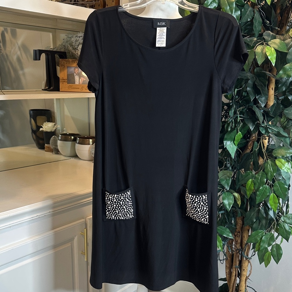 MSK Black Tunic with Embellished Pockets